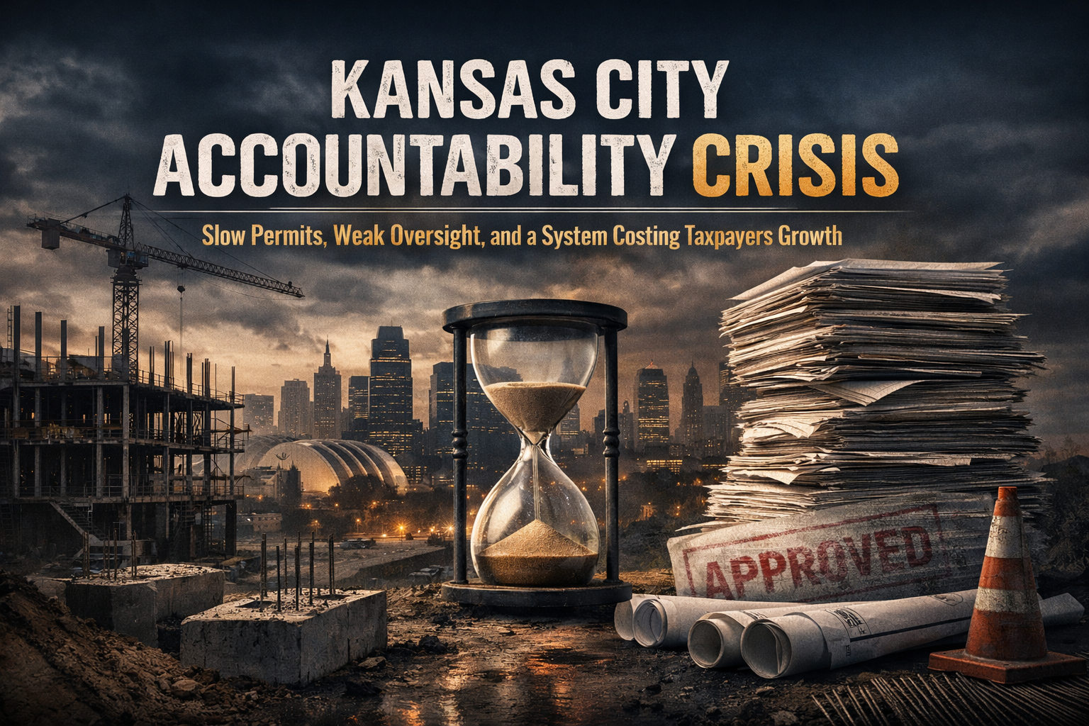 Kansas City permit delays and accountability crisis shown by stalled construction site paperwork backlog and slow government process