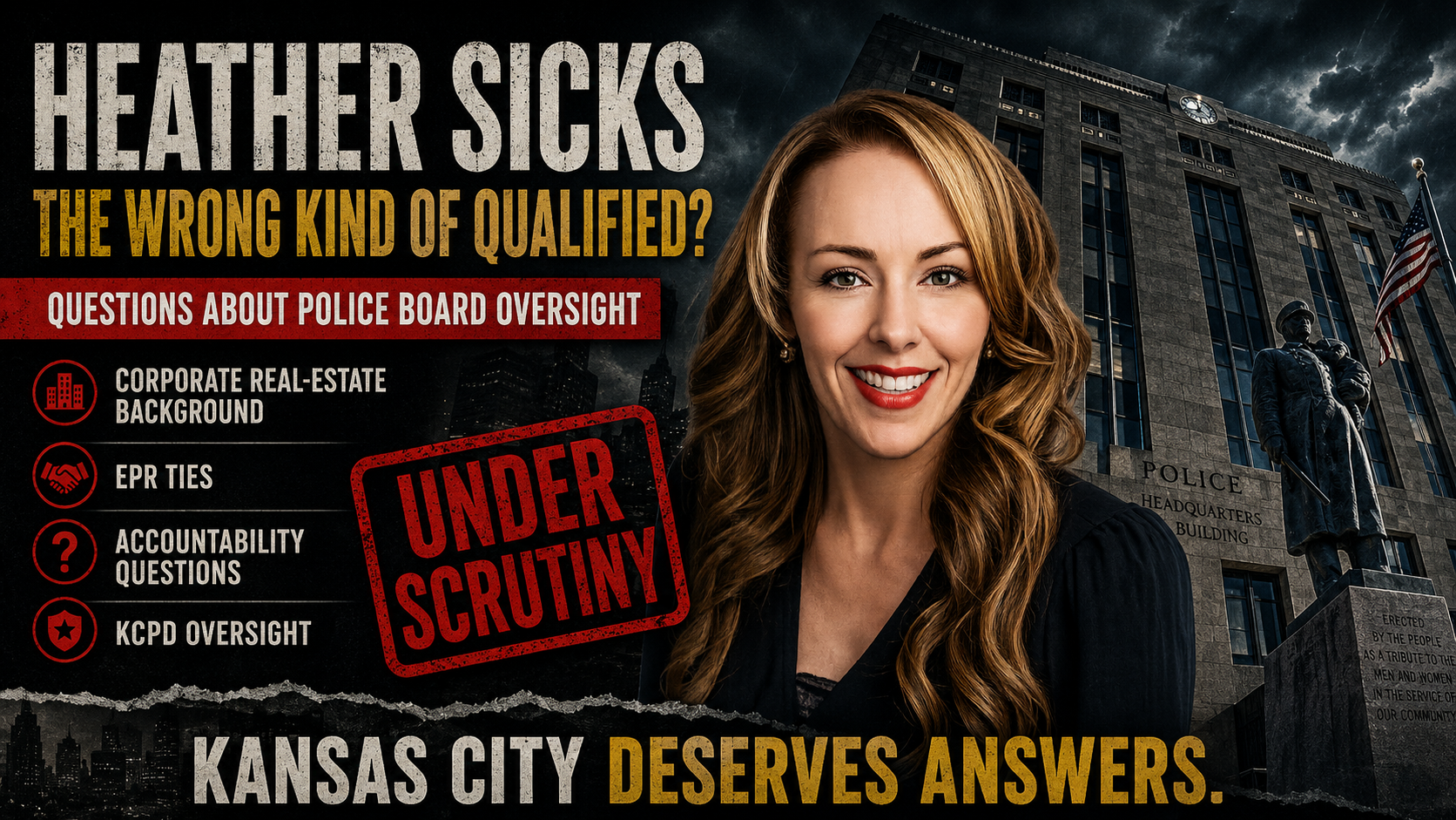 Heather Sicks Kansas City Police Board appointment raises questions about KCPD accountability, police oversight, and public trust in Kansas City Missouri.